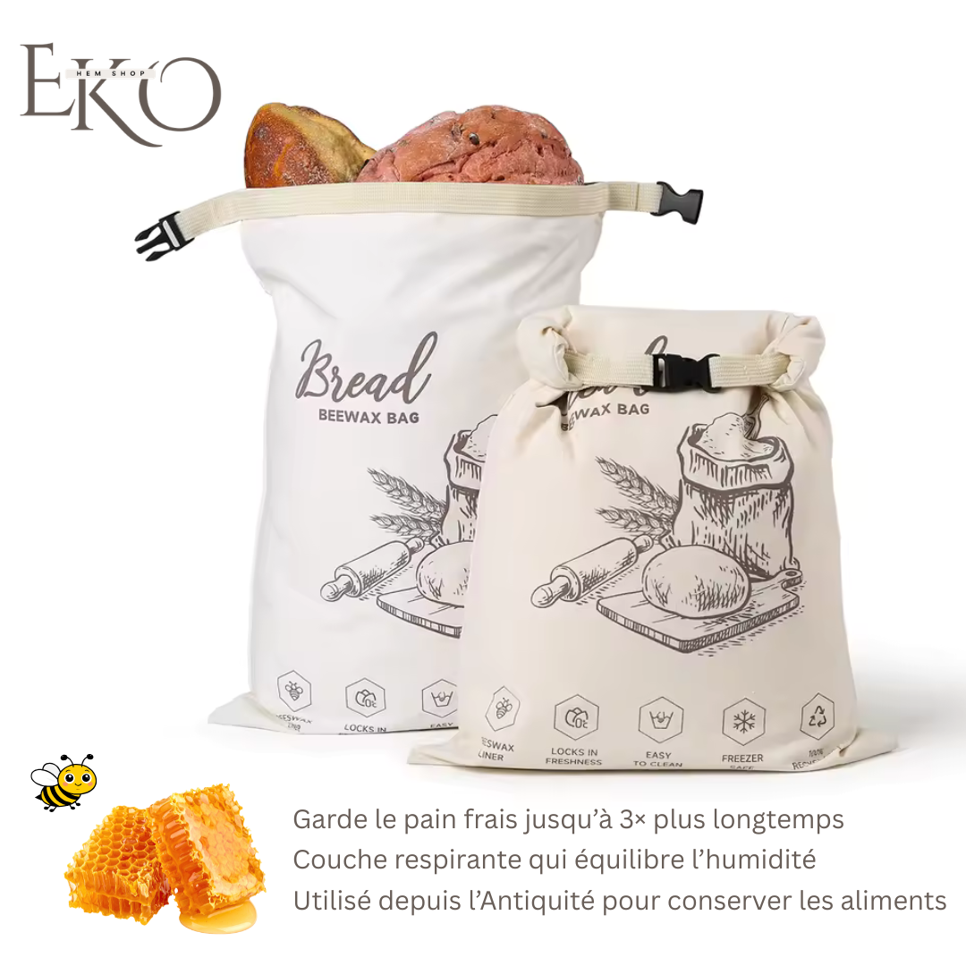 Sac à pain en cire d’abeille biologique – 100 % coton
