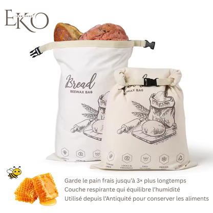 Sac à pain en cire d’abeille biologique – 100 % coton