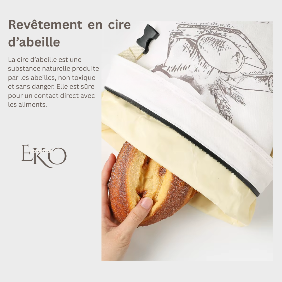 Sac à pain en cire d’abeille biologique – 100 % coton