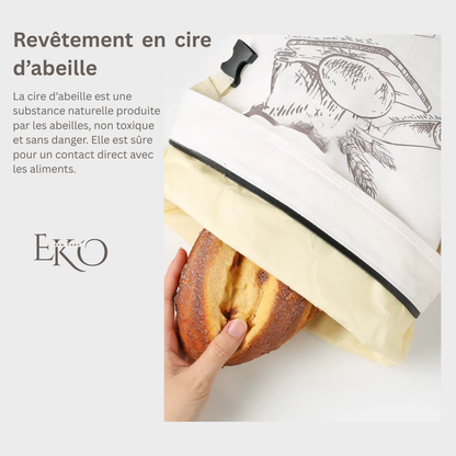 Sac à pain en cire d’abeille biologique – 100 % coton