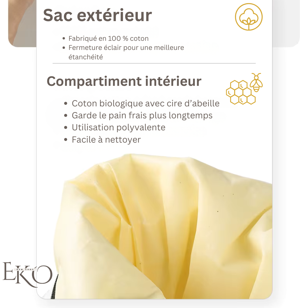 Sac à pain en cire d’abeille biologique – 100 % coton