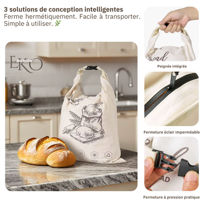 Sac à pain en cire d’abeille biologique – 100 % coton