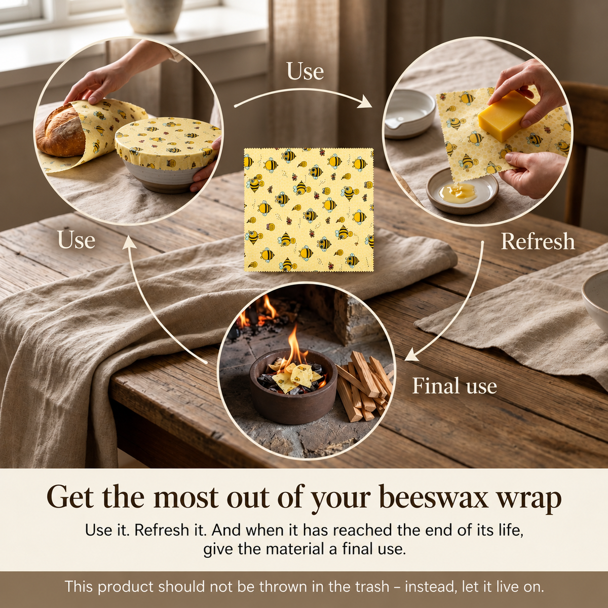 Reusable Beeswax Food Wraps™ – 3-Pack