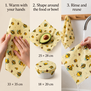 Reusable Beeswax Food Wraps™ – 3-Pack