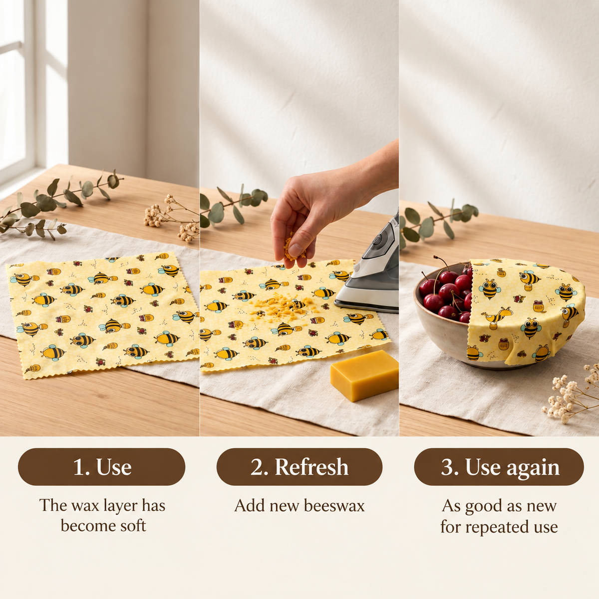 Reusable Beeswax Food Wraps™ – 3-Pack