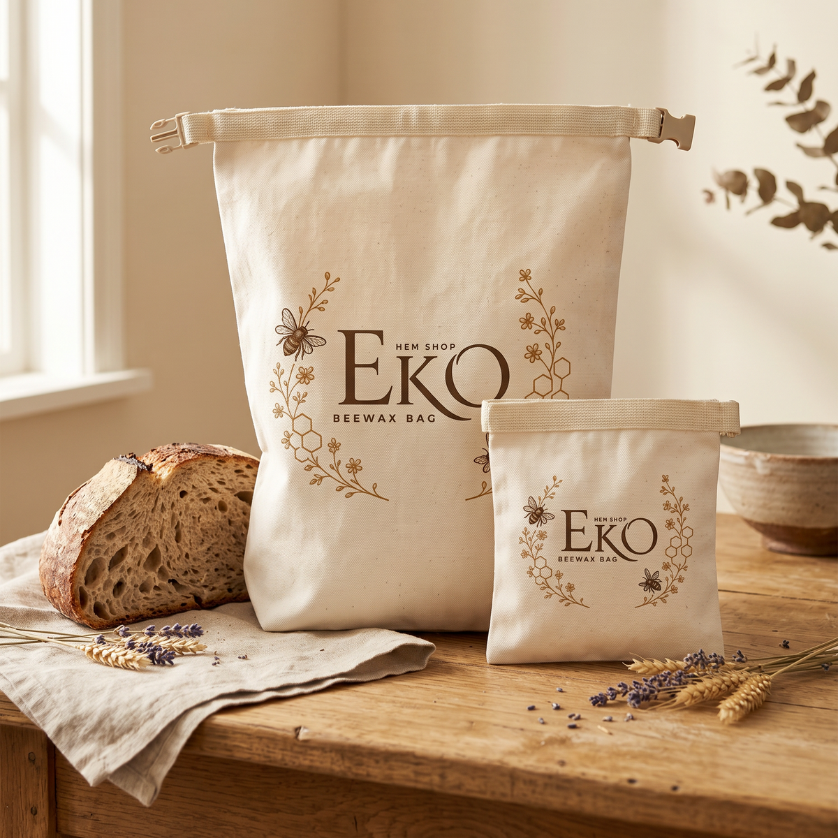 Organic Beeswax Bread Bag – 100% Cotton